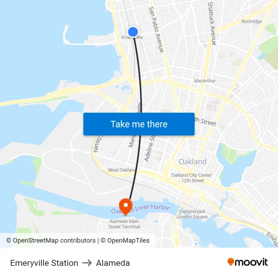 Emeryville Station to Alameda map