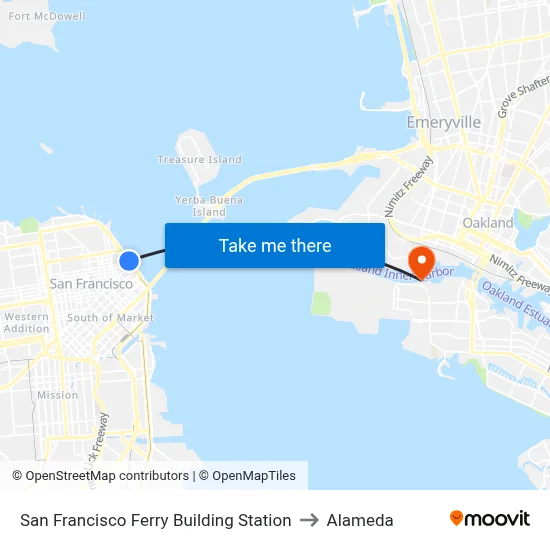 San Francisco Ferry Building Station to Alameda map
