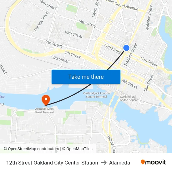 12th Street Oakland City Center Station to Alameda map