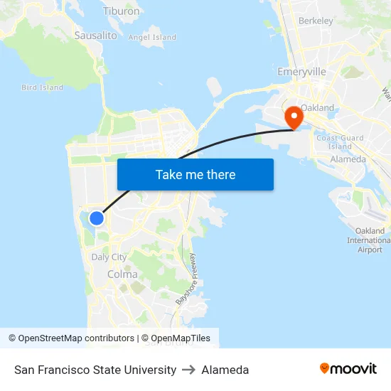 San Francisco State University to Alameda map