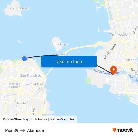 Pier 39 to Alameda map