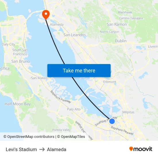Levi's Stadium to Alameda map