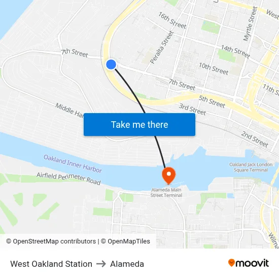 West Oakland Station to Alameda map