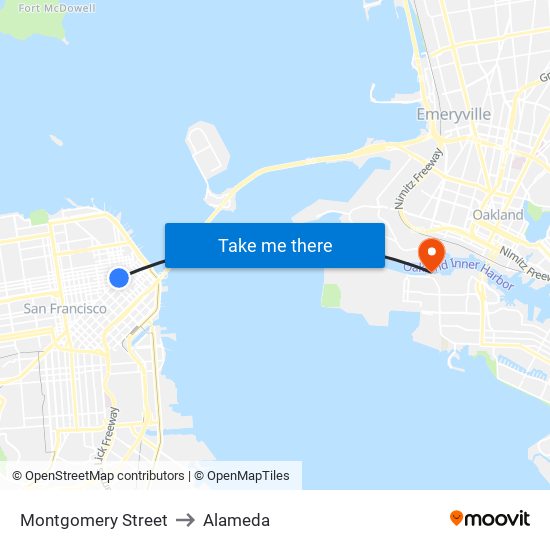 Montgomery Street to Alameda map
