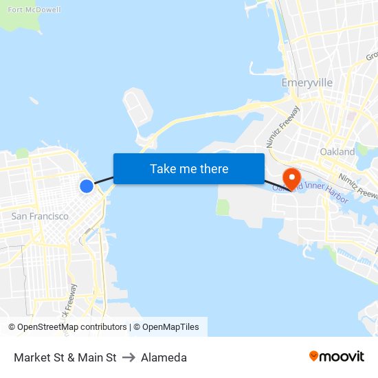 Market St & Main St to Alameda map