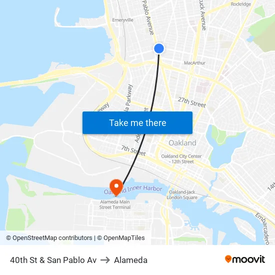 40th St & San Pablo Av to Alameda map