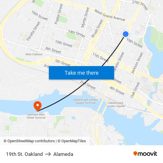 19th St. Oakland to Alameda map