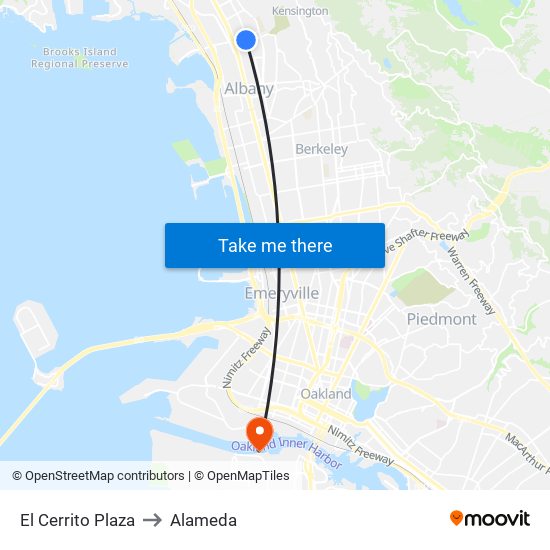 El Cerrito Plaza to Alameda map