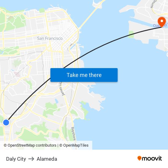 Daly City to Alameda map