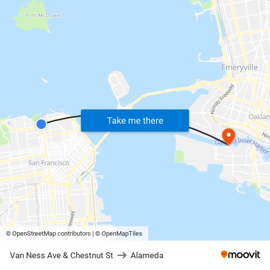 Van Ness Ave & Chestnut St to Alameda map