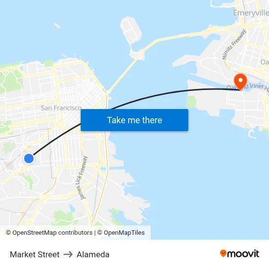 Market Street to Alameda map