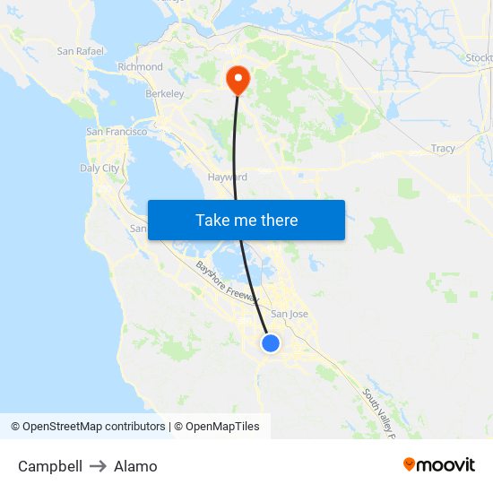 Campbell to Alamo map