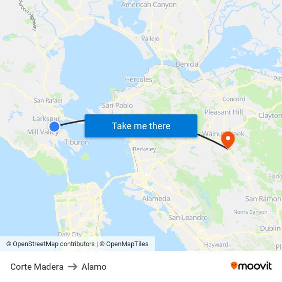 Corte Madera to Alamo map