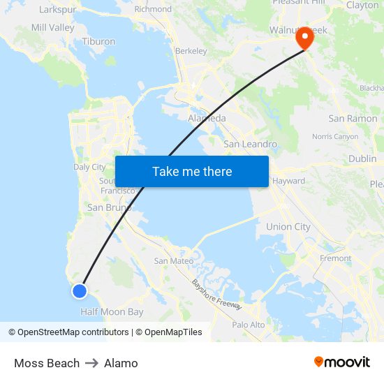 Moss Beach to Alamo map