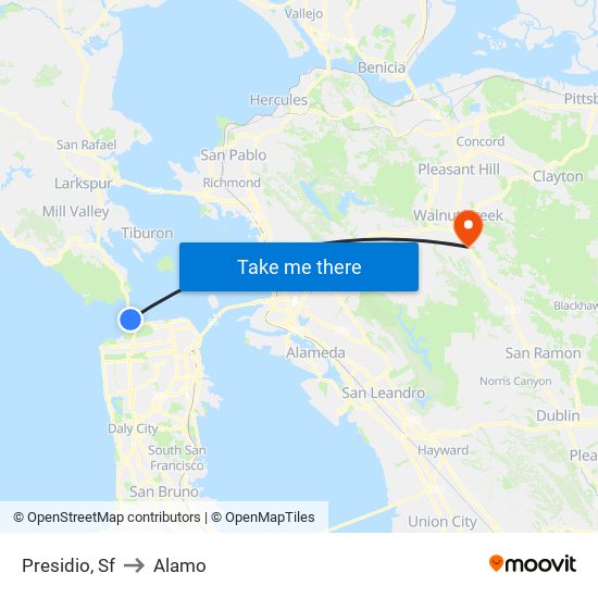Presidio, Sf to Alamo map