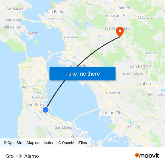 Sfo to Alamo map