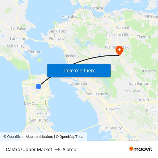 Castro/Upper Market to Alamo map