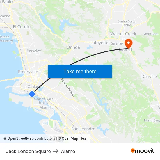Jack London Square to Alamo map