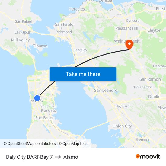 Daly City BART-Bay 7 to Alamo map