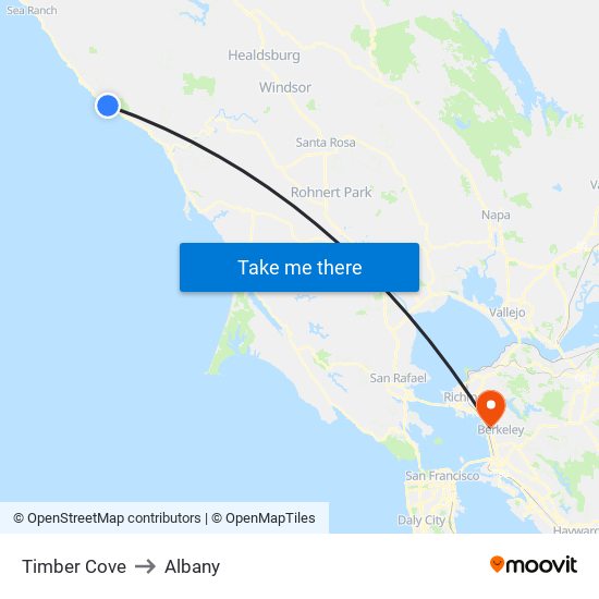 Timber Cove to Albany map