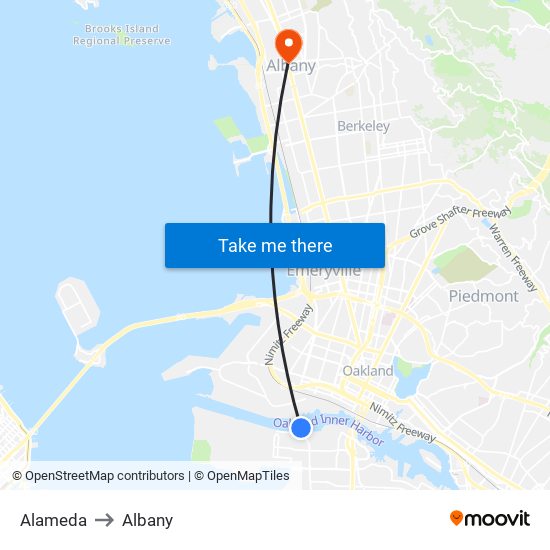 Alameda to Albany map