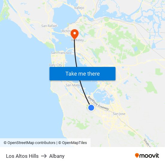 Los Altos Hills to Albany map