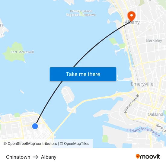 Chinatown to Albany map