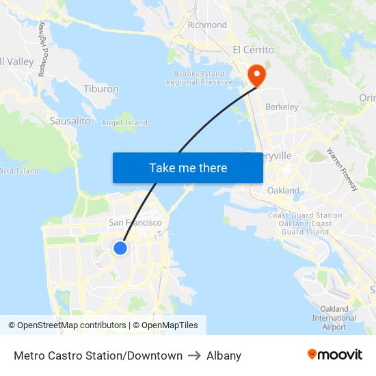 Metro Castro Station/Downtown to Albany map