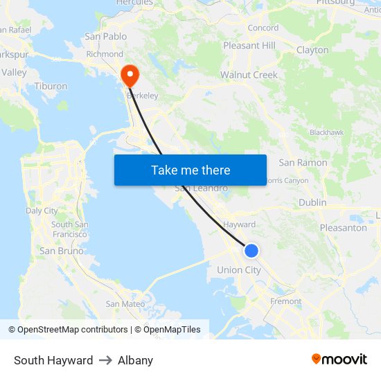 South Hayward to Albany map