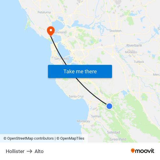 Hollister to Alto map