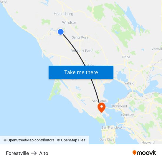 Forestville to Alto map