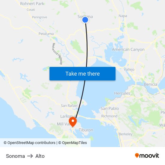 Sonoma to Alto map