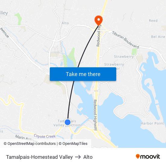 Tamalpais-Homestead Valley to Alto map