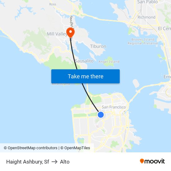 Haight Ashbury, Sf to Alto map