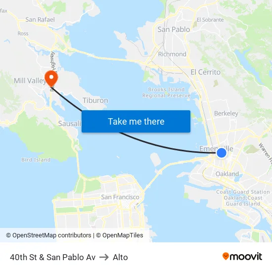 40th St & San Pablo Av to Alto map