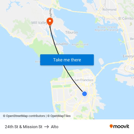24th St & Mission St to Alto map