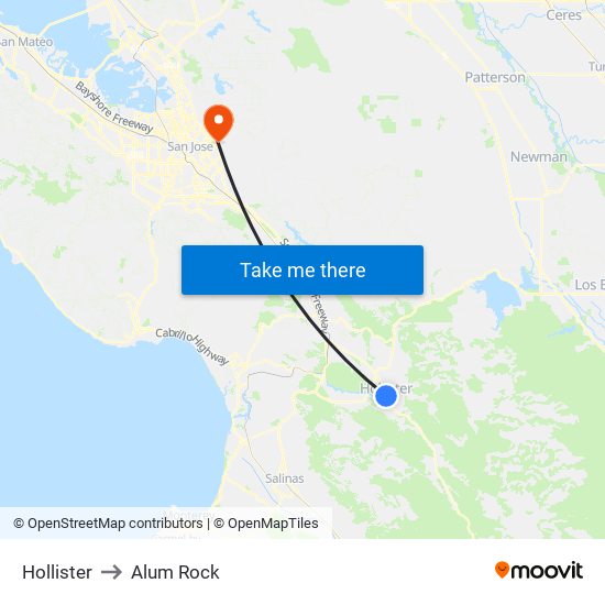 Hollister to Alum Rock map