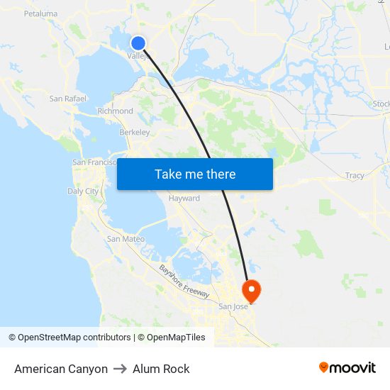 American Canyon to Alum Rock map