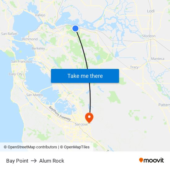 Bay Point to Alum Rock map