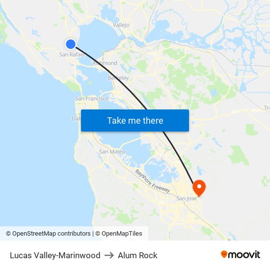 Lucas Valley-Marinwood to Alum Rock map