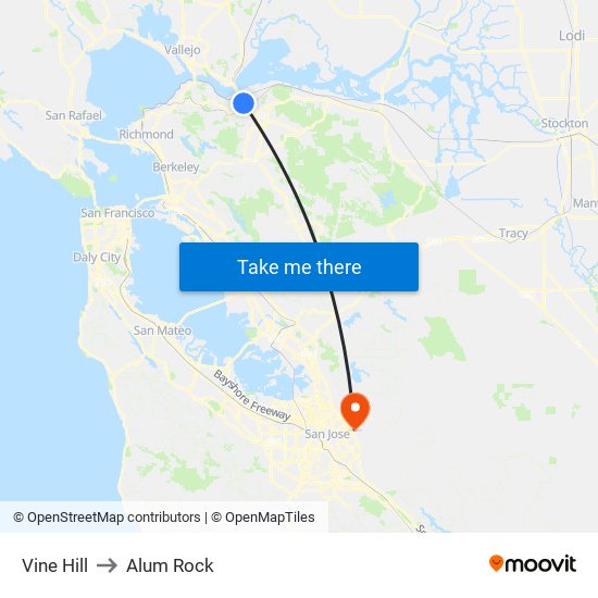 Vine Hill to Alum Rock map