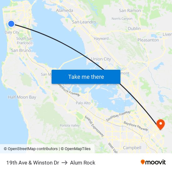 19th Ave & Winston Dr to Alum Rock map