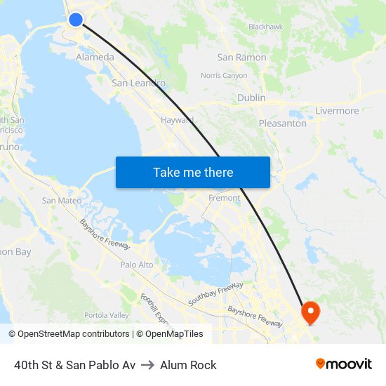 40th St & San Pablo Av to Alum Rock map