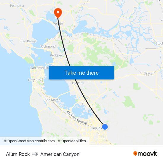 Alum Rock to American Canyon map