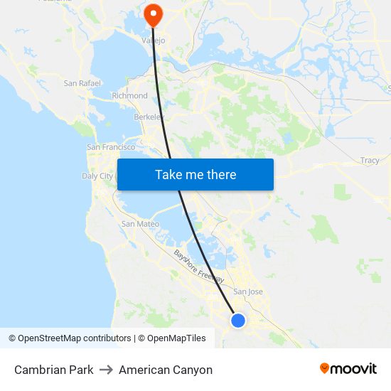Cambrian Park to American Canyon map