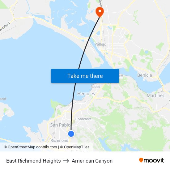East Richmond Heights to American Canyon map