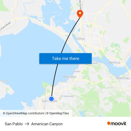 San Pablo to American Canyon map