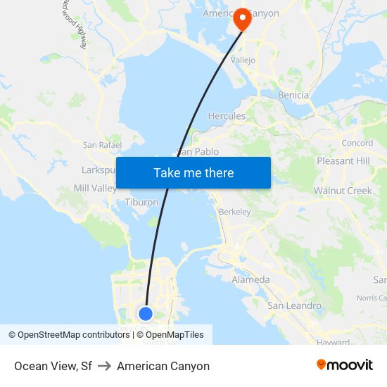 Ocean View, Sf to American Canyon map