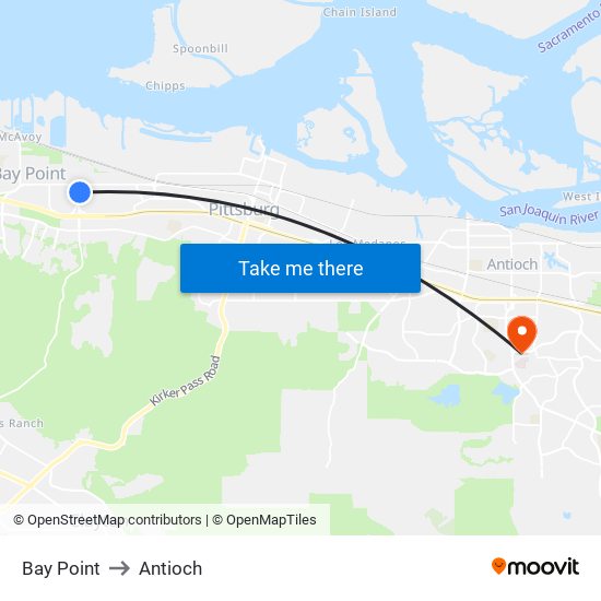 Bay Point to Antioch map