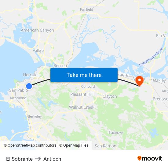 El Sobrante to Antioch map